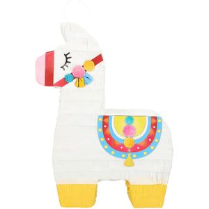 Boland Pinata Lama - papier - wit/roze - 45 x 33 x 8 cm - feestartikelen verjaardag