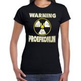 Halloween warning proefkonijn verkleed t-shirt zwart voor dames - horror shirt / kleding / kostuum