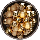 Bellatio Decorations Kerstballen - 37 stuks - kunststof - goud - onbreekbaar - 6 cm