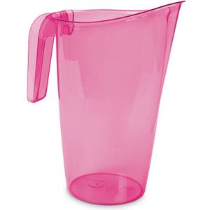 Waterkan/sapkan transparant/roze met een inhoud van 1.75 liter kunststof met handvat en schenktuit