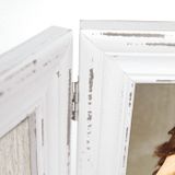 2x stuks dubbele houten fotolijst vintage wit geschikt voor een foto van 13 x 18 cm