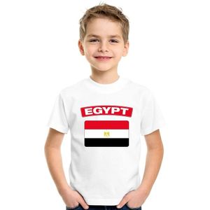 Egypte t-shirt met Egyptische vlag wit kinderen