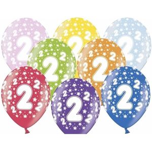 30x stuks verjaaardag ballonnen 2 jaar thema met sterretjes - Feestartikelen en versiering