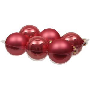 Othmara Kerstballen - 6 stuks - glas - bubblegum roze - 8 cm