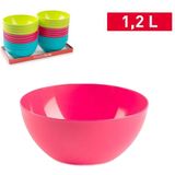 Plasticforte kommetjes/schaaltjes - dessert/ontbijt - kunststof - D17 x H8 cm - fuchsia roze - BPA vrij