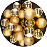 28x stuks kunststof kerstballen goud 4 en 6 cm - Kerstversiering