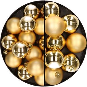 28x stuks kunststof kerstballen goud 4 en 6 cm - Kerstversiering
