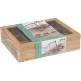 5Five Theedoos/opbergkistje - 12-vaks - Bamboe hout - 23 x 28 x 7 cm - Zelf indeelbaar