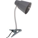 Gerimport Bureaulamp met klem - grijs - 22 x 12 x 32 cm - Buigbare leeslampen/ tafellampen