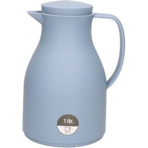 Koffiekan/isoleerkan blauw met drukknop - 1 liter - Keukenbenodigdheden - Koffie/thee kannen voor o.a. op de camping/onderweg