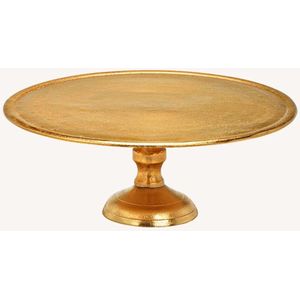 Set van 2x stuks etageres 1-laags goud van metaal B31 x H12 cm - Ronde etagere - Kaarsenplateaus