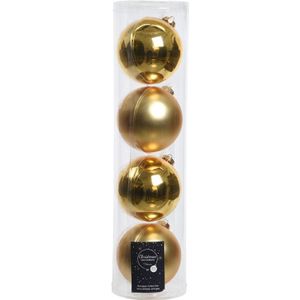 12x stuks Gouden glazen kerstballen 10 cm - Mat/matte - Kerstboomversiering goud