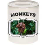 Dieren liefhebber orangoetan spaarpot  9 cm jongens en meisjes - keramiek - Cadeau spaarpotten apen liefhebber