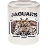 Dieren liefhebber gevlekte jaguar spaarpot  9 cm jongens en meisjes - keramiek - Cadeau spaarpotten jaguars liefhebber
