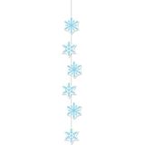 2x stuks sneeuwvlokken decoratie slinger 108 cm - Feestslinger van brandvertragend papier - Winter thema feestversiering