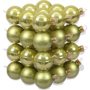 72x stuks kerstversiering kerstballen salie groen (oasis) van glas - 4 cm - mat/glans - Kerstboomversiering