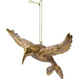 4x Kerstboomhangers gouden kolibrie vogels/vogeltjes 13 cm kerstversiering - Gouden kerstversiering/boomversiering