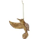 4x Kerstboomhangers gouden kolibrie vogels/vogeltjes 13 cm kerstversiering - Gouden kerstversiering/boomversiering