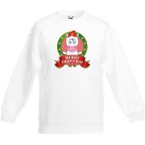 Kerst sweater / Kersttrui voor kinderen met eenhoorn print - wit - jongens en meisjes trui