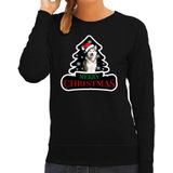 Dieren kersttrui husky zwart dames - Foute honden kerstsweater - Kerst outfit dieren liefhebber