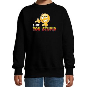 Funny emoticon sweater E is MC2 You stupid zwart voor kids - Fun / cadeau trui
