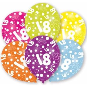 18 jaar thema leeftijd ballonnen 18x stuks - Leeftijd feestartikeln en versiering