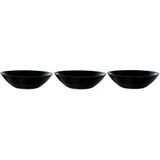 3x Salade schalen/slakommen van zwart glas 27 cm - Schalen en kommen - Keuken accessoires