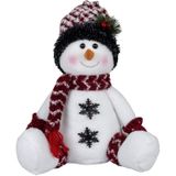 Pluche sneeuwpoppen knuffels - set 2x st - 36 cm - zittend - sneeuwmannen