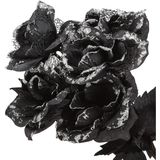 Halloween accessoires bloemen - zwarte rozen met blaadjes - 35 cm