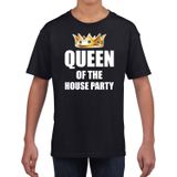 t-shirt Queen of the house party zwart voor kinderen / meisjes - Woningsdag / Koningsdag - thuisblijvers / luie dag / relax shirtje