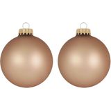 24x stuks glazen kerstballen 7 cm cappuccino velvet bruin mat kerstboomversiering - Kerstversiering/kerstdecoratie