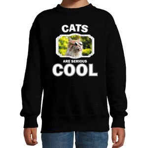 Dieren katten sweater zwart kinderen - cats are serious cool trui jongens/ meisjes - cadeau gekke poes/ katten liefhebber - kinderkleding / kleding