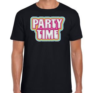 Bellatio Decorations Verkleed shirt heren - party time - zwart - foute party - carnaval/themafeest