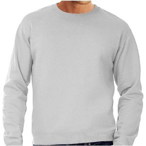 Grote maten sweater / sweatshirt trui grijs met ronde hals voor heren - grijze - basic sweaters