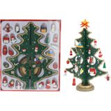 Christmas Decoration Klein decoratie kerstboompje - hout - groen - 26 cm