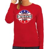 Have fear United States is here sweater met sterren embleem in de kleuren van de Amerikaanse vlag - rood - dames - Amerika supporter / Amerikaans elftal fan trui / EK / WK / kleding