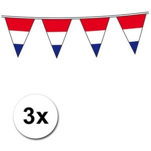 3x stuks Vlaggenlijnen Holland rood wit blauw