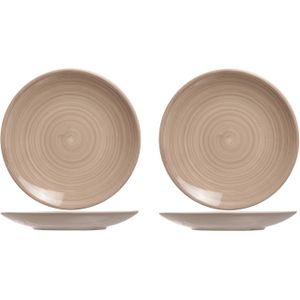 2x stuks diner borden Turbolino beige/bruin 27 cm - Dinerbordenen