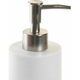 Items Zeeppompje/dispenser - 2st - wit - keramiek/acaciahout - 7x19 cm