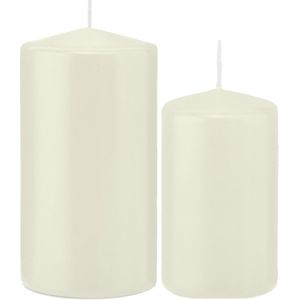 Trend Candles - Stompkaarsen set 4x stuks ivoor wit 12 en 15 cm