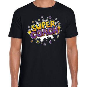 Super coach cadeau t-shirt zwart voor heren - coach jarig kado shirt / outfit