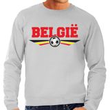 Belgie landen / voetbal sweater met wapen in de kleuren van de Belgische vlag - grijs - heren - Belgie landen trui / kleding - EK / WK / voetbal sweater
