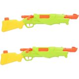 2x Waterpistolen/waterpistool groen van 52 cm kinderspeelgoed - waterspeelgoed van kunststof - 212 ml