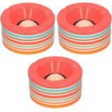 Set van 3x stuks terras asbakken/stormasbakken rond keramiek 14 x 7,5 cm rood met streep - Buiten asbakken