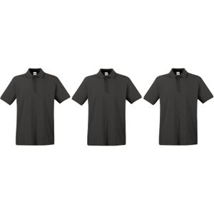 3-Pack maat 2XL donkergrijs polo shirt premium van katoen voor heren - Polo t-shirts voor heren