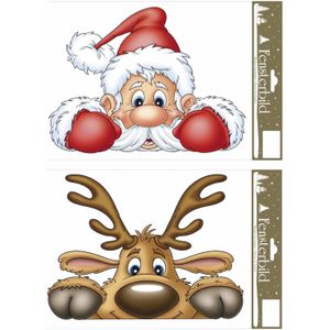2x stuks velletjes kerst raamstickers 21 x 32 cm - raamversiering/raamdecoratie stickers kerstversiering