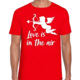 Valentijn/Cupido love is in the air t-shirt rood voor heren - kostuum / outfit - liefde / vrijgezellenfeest / huwelijk / valentijn / carnaval kleding