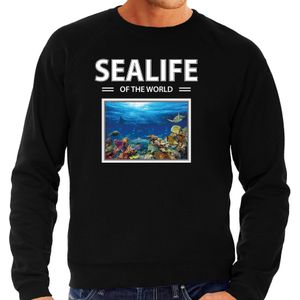 Dieren foto sweater Vis - zwart - heren - sealife of the world - cadeau trui Vissen liefhebber