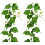 2x stuks groene klimop kunstplant slingers 220 cm - Kunstplanten/nepplanten - Hangplanten