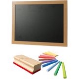 Tender Toys Schoolbord/krijtbord - incl. 13 kleurrijke krijtjes - met wisser - 30 x 40 cm